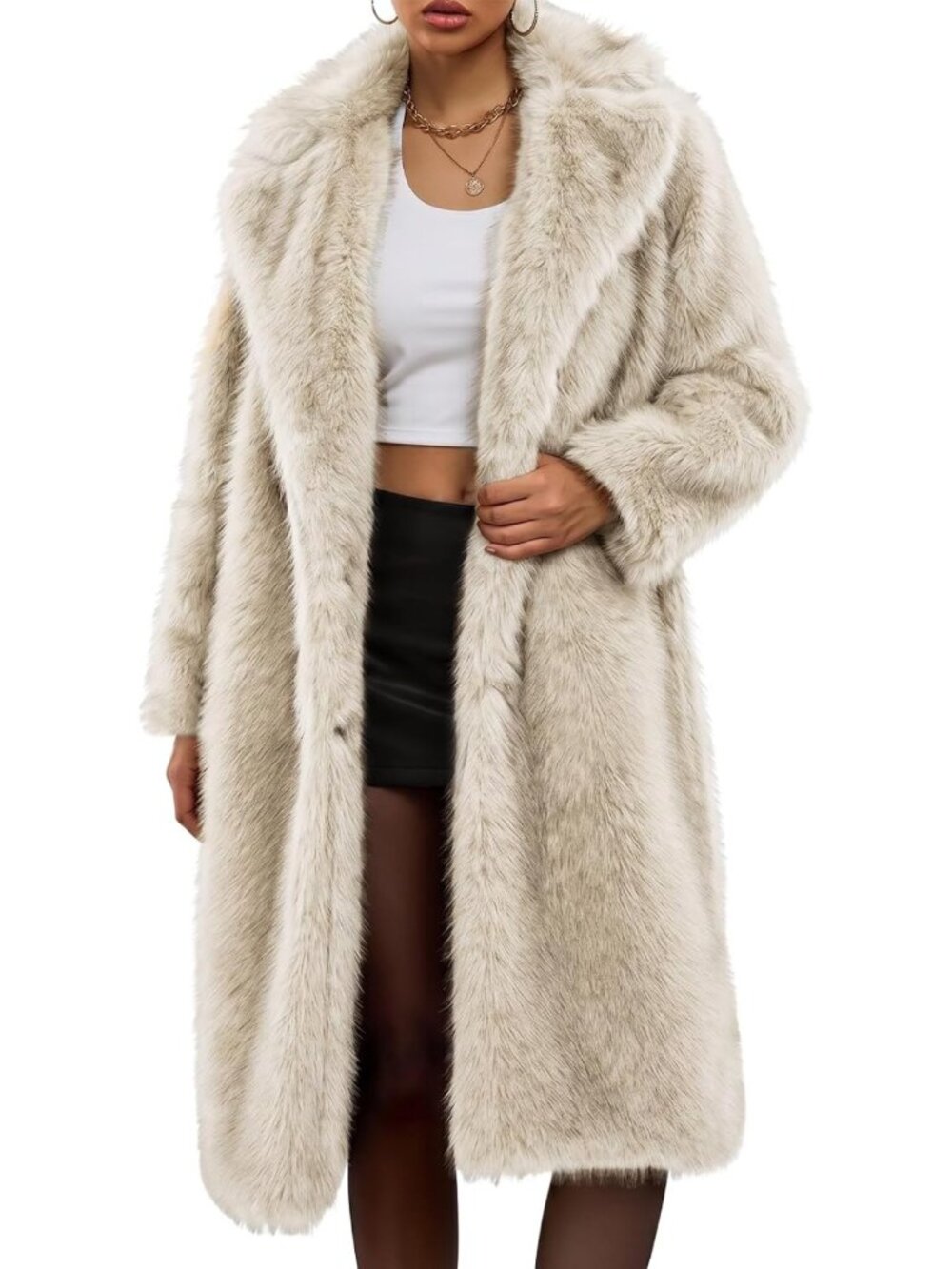 Cozy Long Faux Fur Coat for Women - Warm Fluffy Winter Jacket, Stylish Outerwear